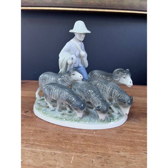 Golden Crown E R Germany Gerold Porzellan Bavaria Shepherd Sheep Figurine - Picture 6 of 12